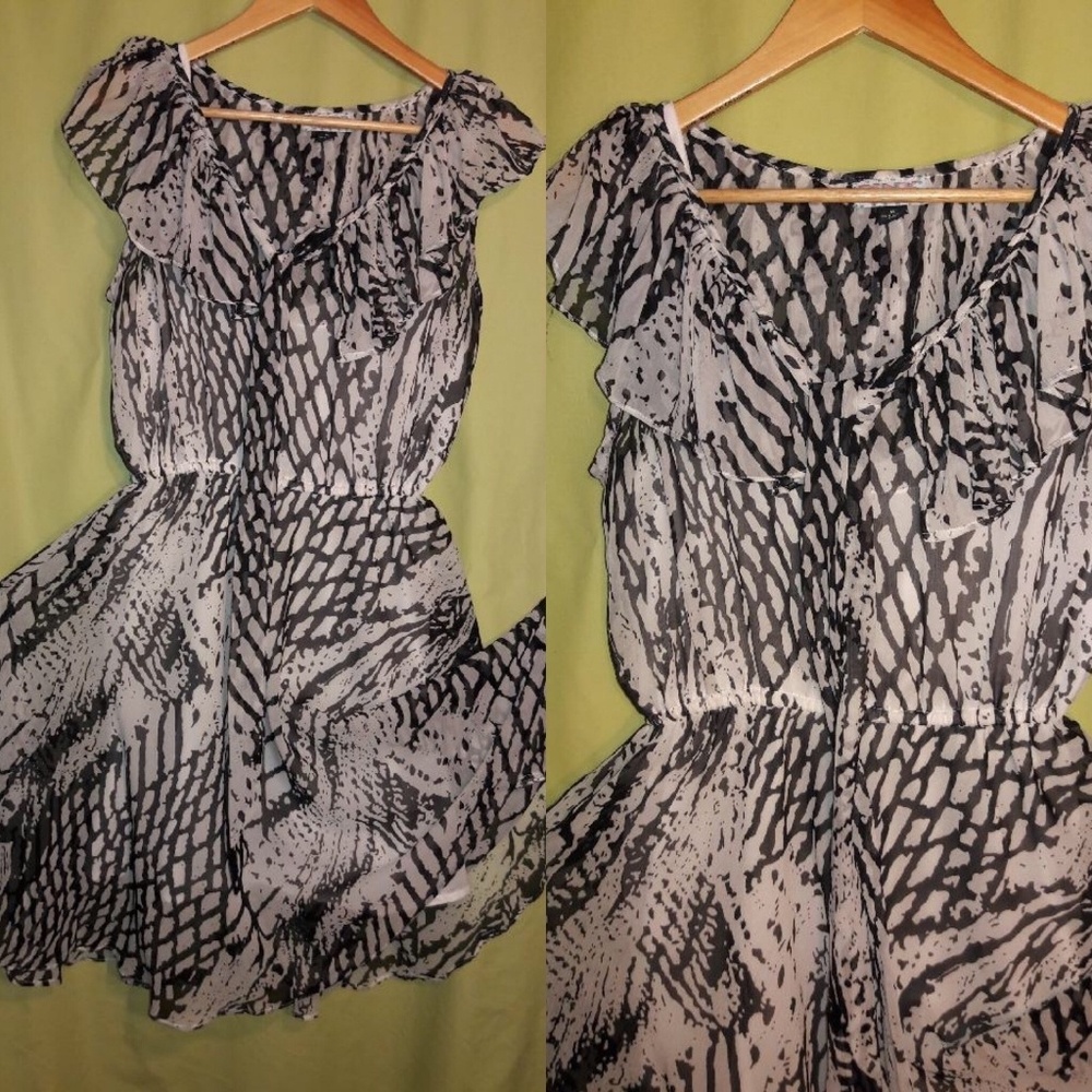 Frilly Feminine Dress in sheer print